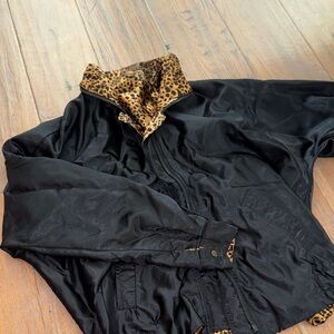 Reversible silk Leopard print and black Women's Jacket